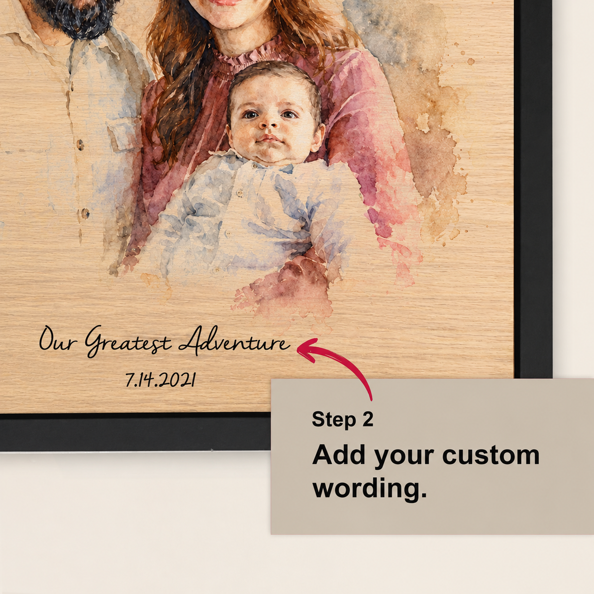 Personalized Watercolor Photo on Wood - 5th Anniversary Gift for Him & Her
