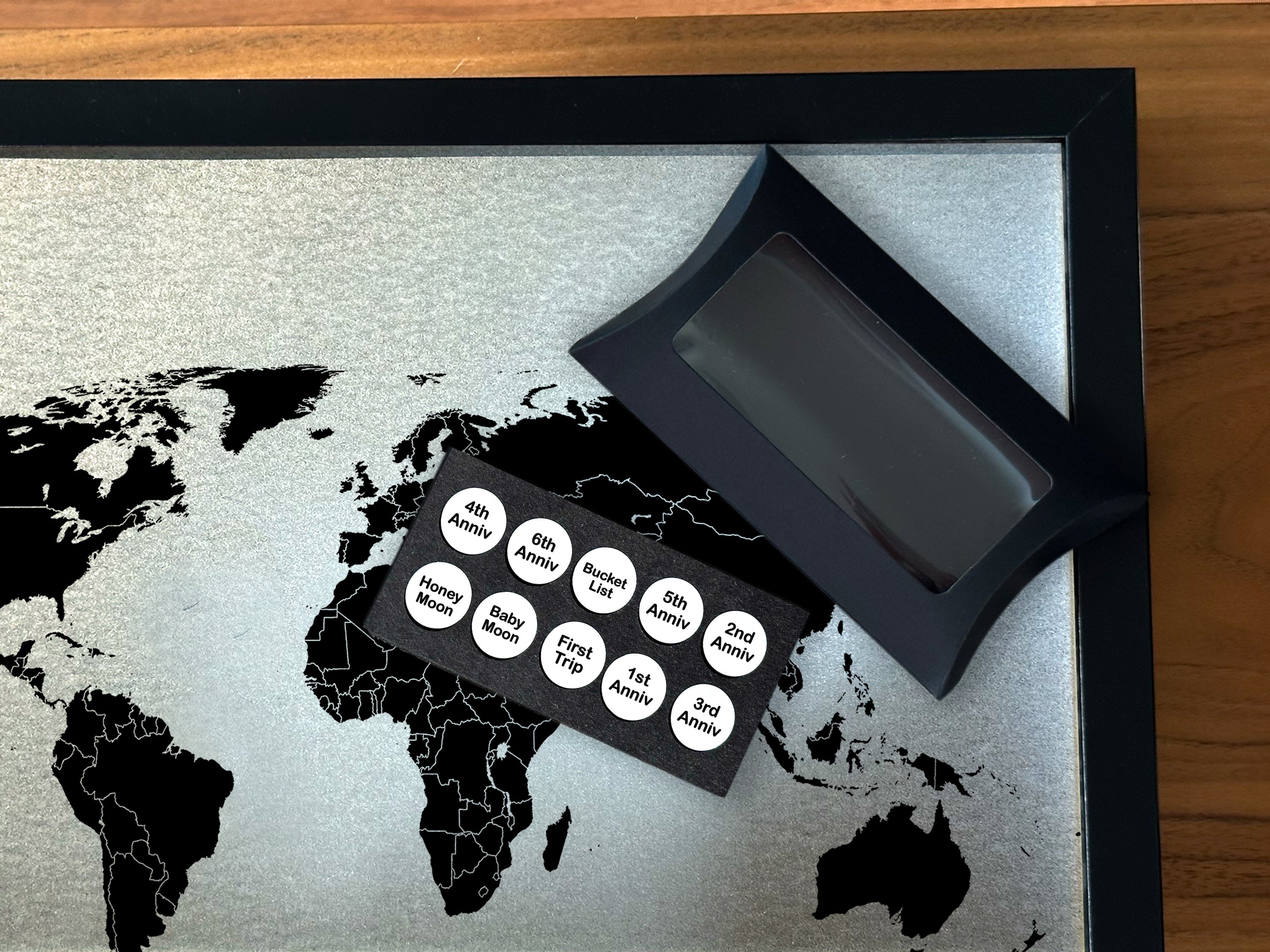 Personalized Steel Magnet Pin Map - 11th Anniversary Gift for Him & Her