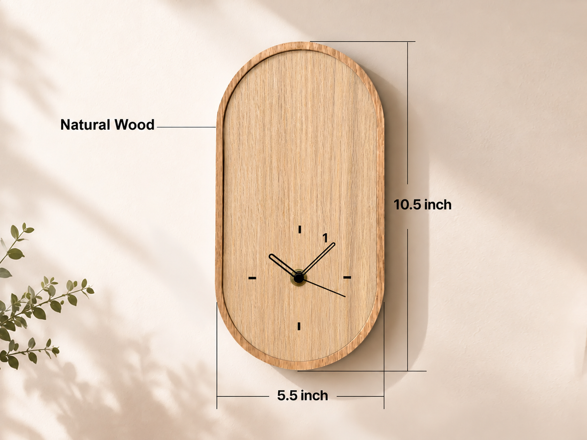 Personalized Oak Photo Wall Clock | 5th Anniversary Wood Gift