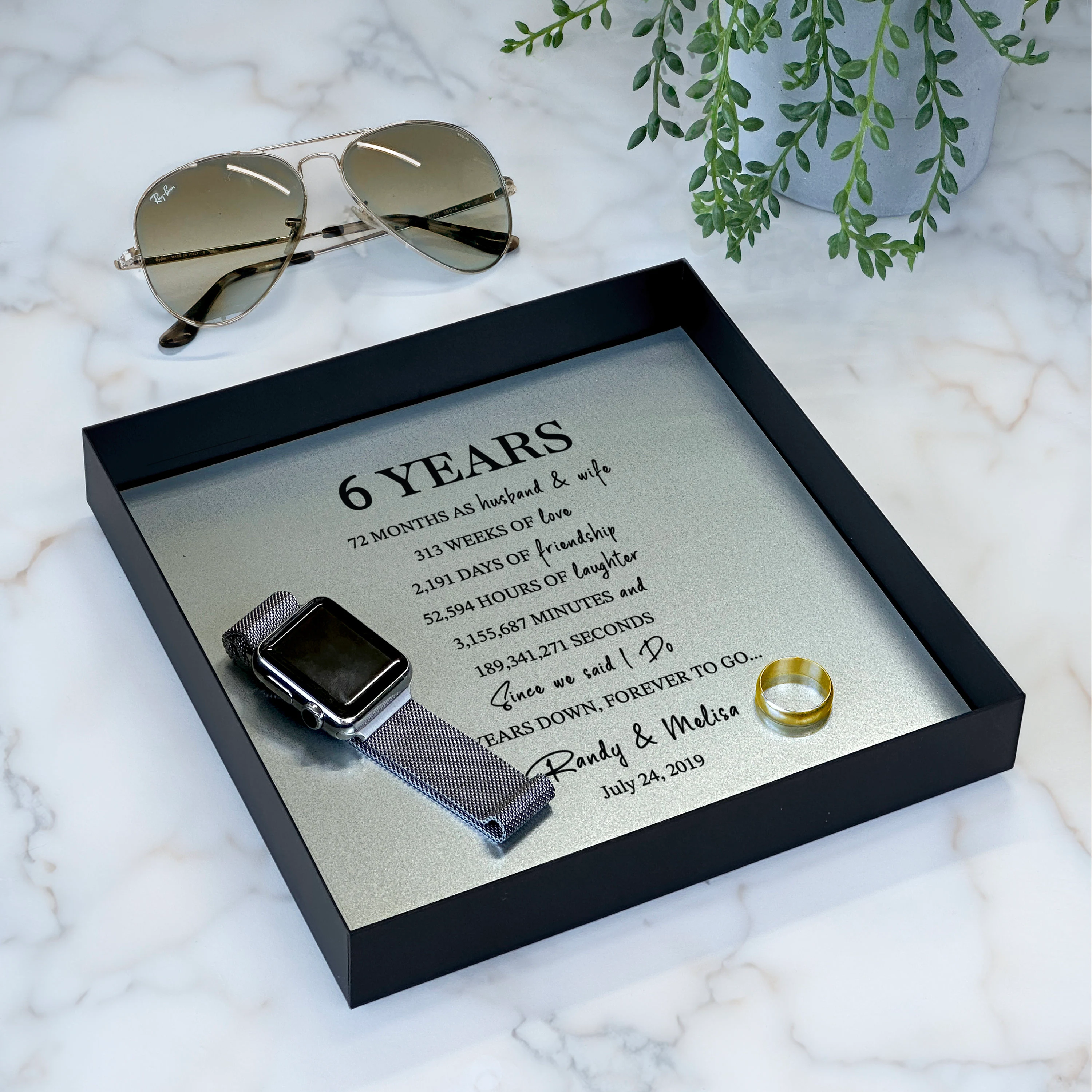 6th Anniversary Catchall Tray with Custom wording