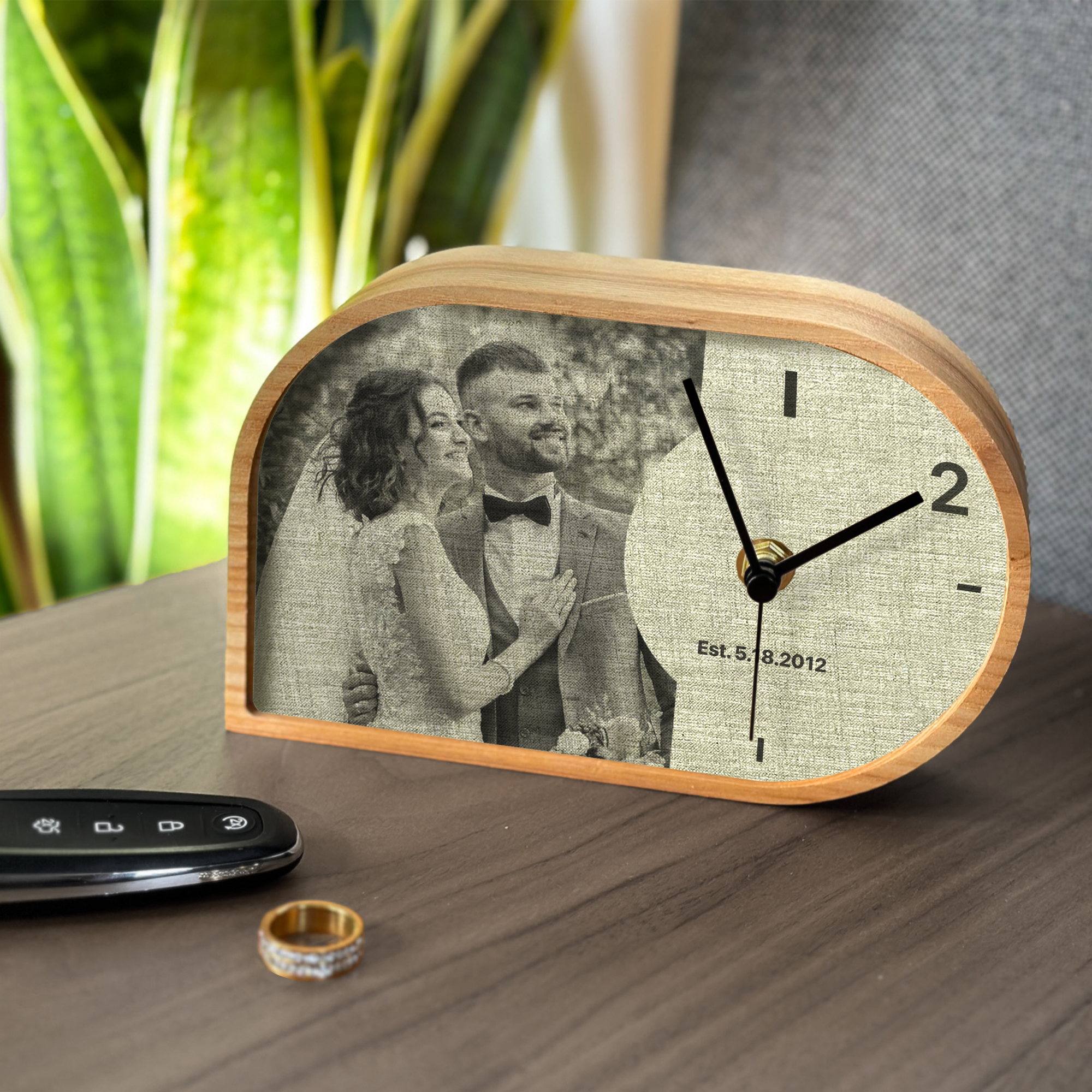Handmade Customizable Linen Desk Clock for 12 year anniversary