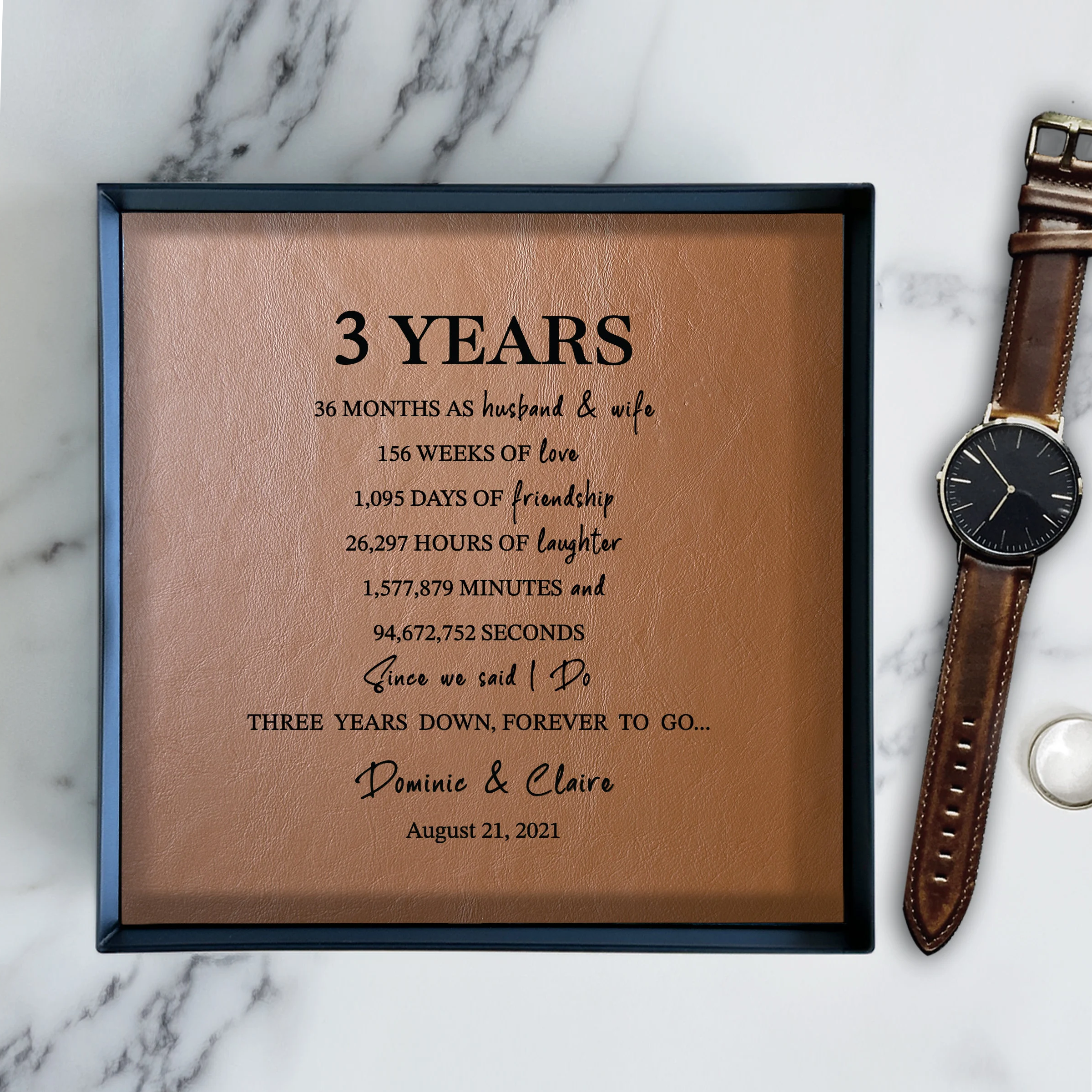 Personalized Leather Tray for Couples - Genuine Leather