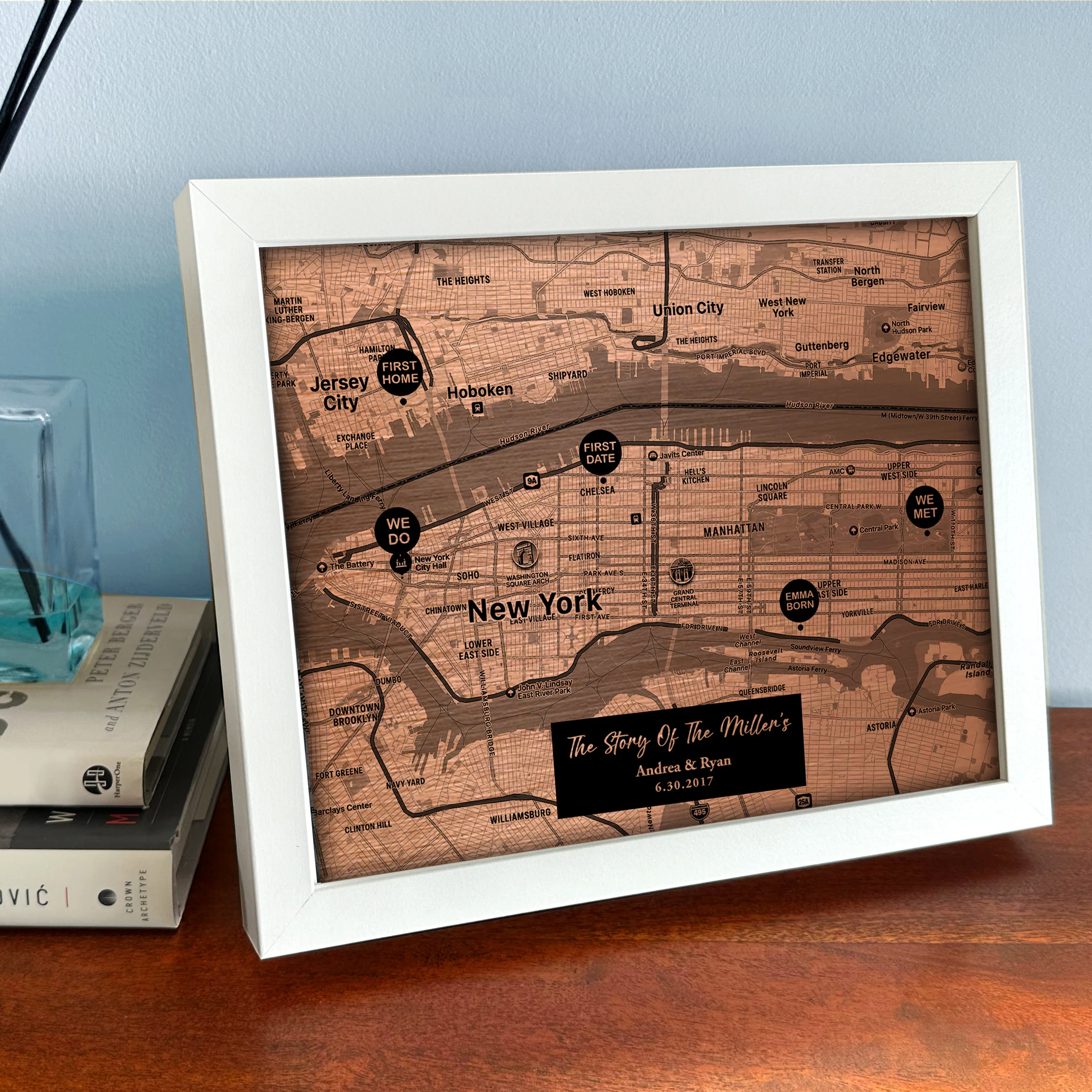 Copper Map with Custom Location Pins