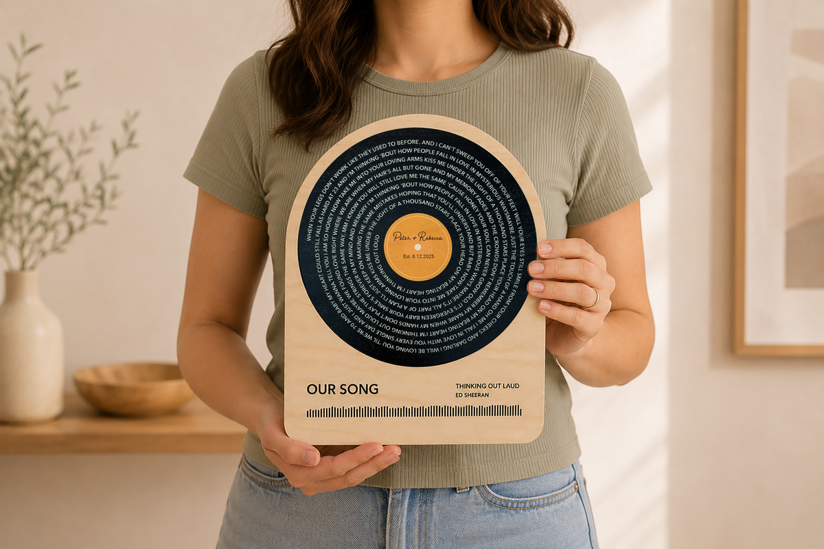 Personalized Song Lyrics Vinyl Record Wood Sign | 5th Anniversary Wood Gift