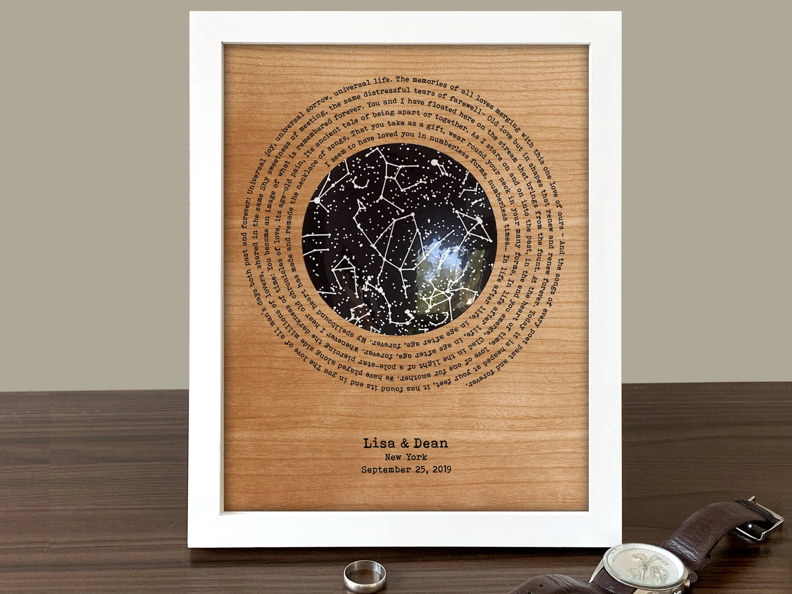 Personalized Glow-in-the-Dark Star Map - 5th Anniversary Gift for Him & Her | Wood Wall Art