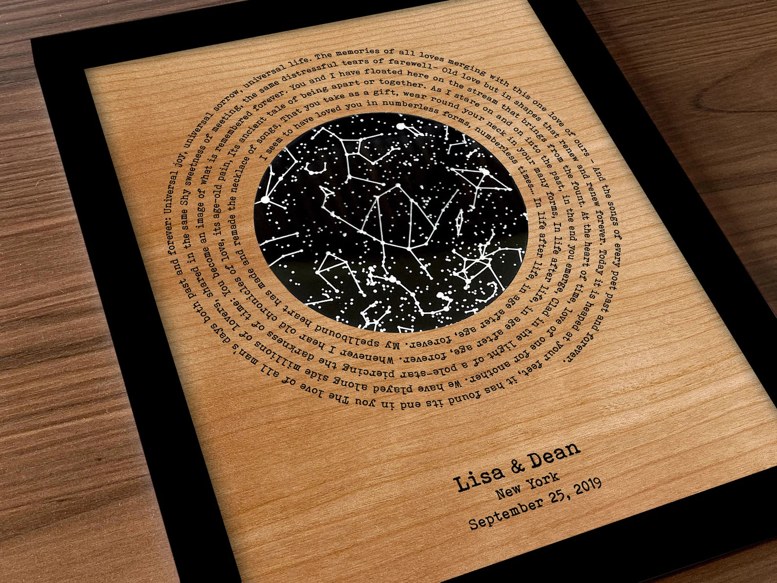 Personalized Glow-in-the-Dark Star Map - 5th Anniversary Gift for Him & Her | Wood Wall Art