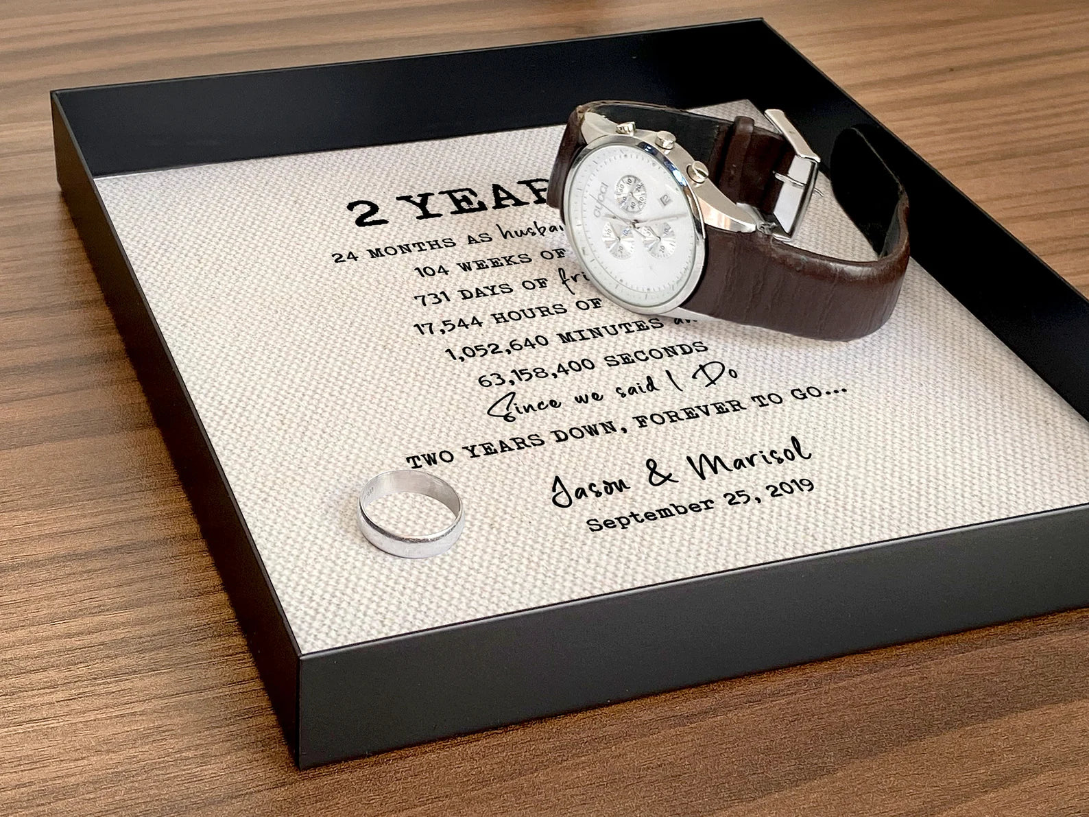 Personalized Cotton Catchall Tray - 2nd Anniversary Countdown Gift for Him & Her | Custom Wording