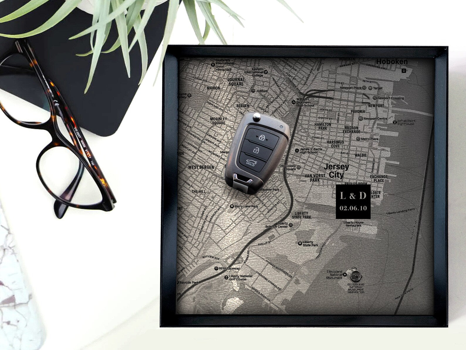 Personalized Steel Map Tray - 11th Anniversary Gift for Him & Her