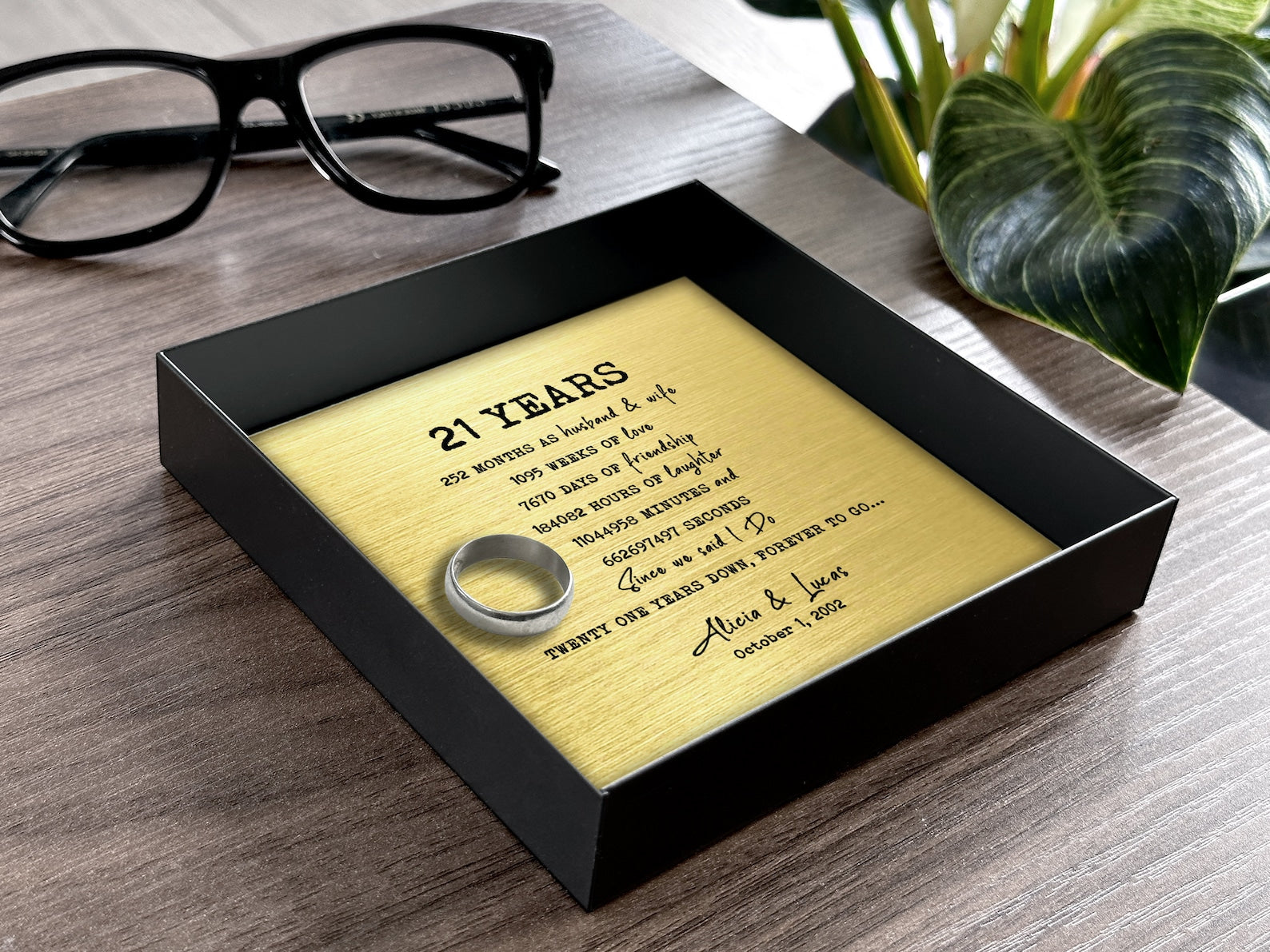 Brass Anniversary Gift - Personalized Catchall Tray - 21st Anniversary Gift for Him & Her | Custom Wording