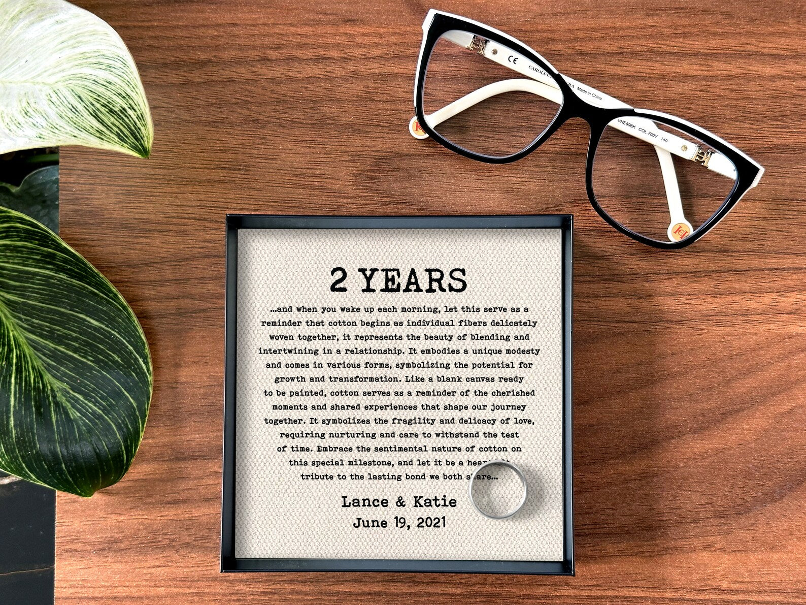 Personalized Cotton Catchall Tray - 2nd Anniversary Gift for Him & Her | Custom Wording