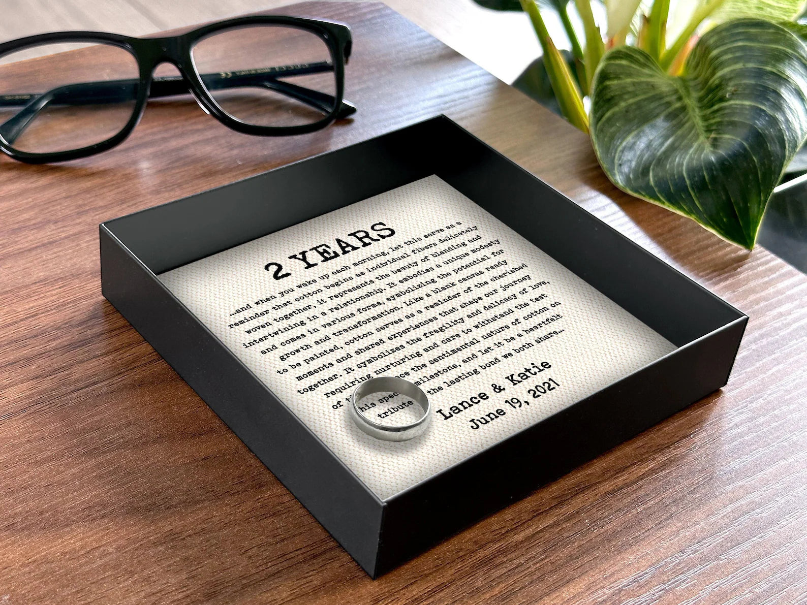 Personalized Cotton Catchall Tray - 2nd Anniversary Gift for Him & Her | Custom Wording
