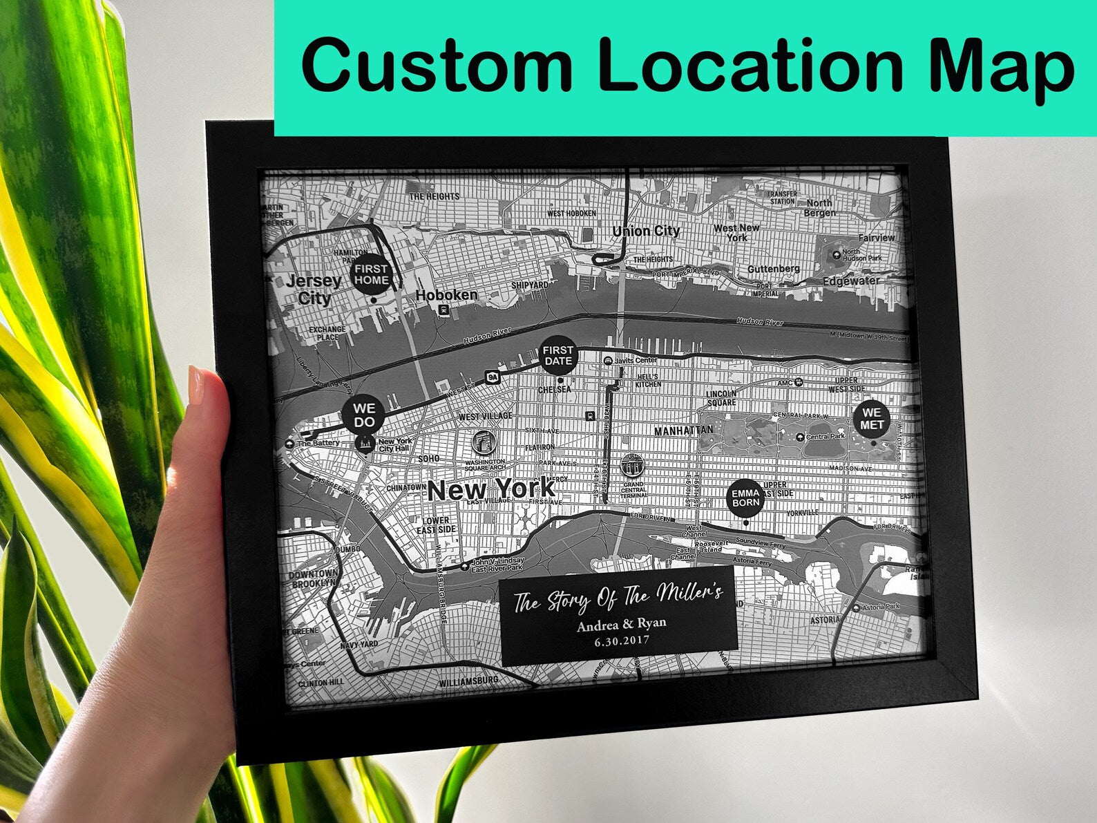 Iron Map Wall Art with Pins - 6th Anniversary Gift for Him - Custom Family Story Memento