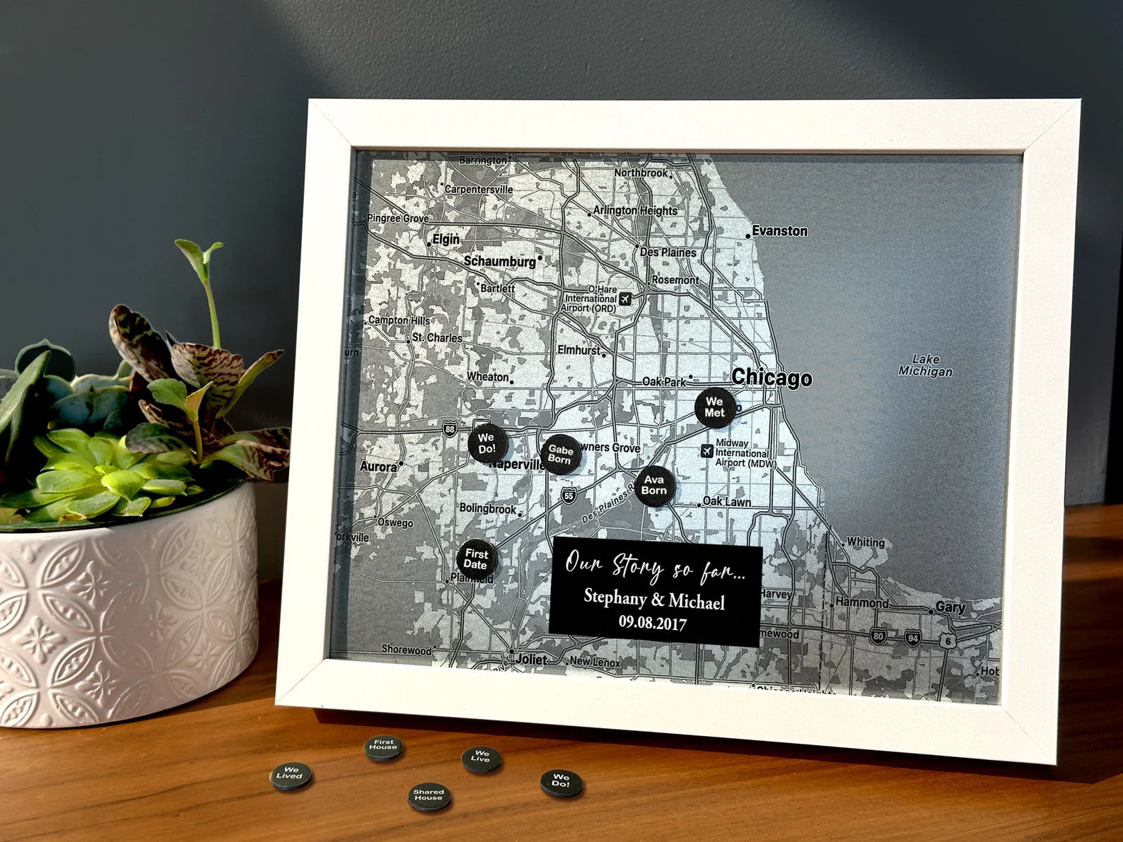 Personalized Aluminum Magnet Pin Map - 10th Anniversary Gift for Him & Her
