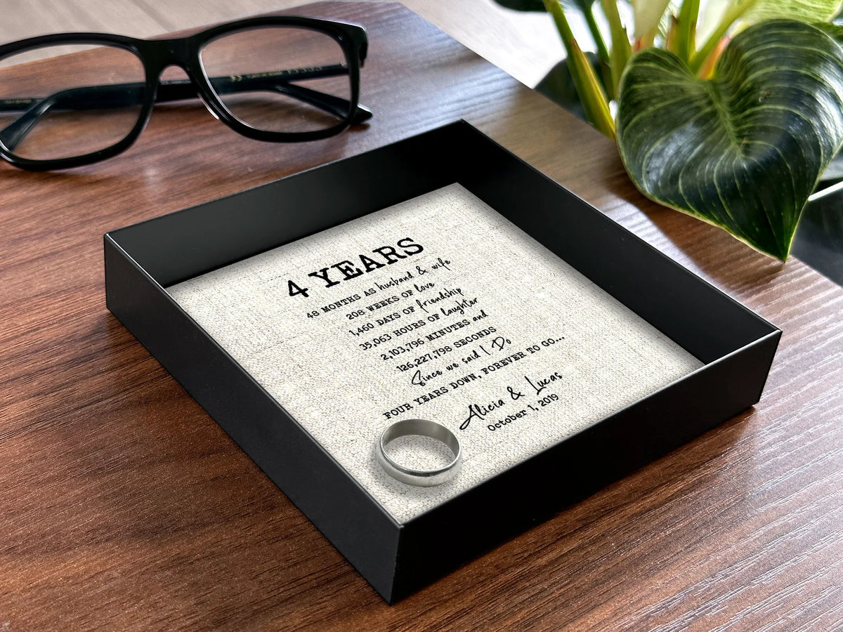Linen Tray with custom wording - 4th Anniversary Gift for him and her
