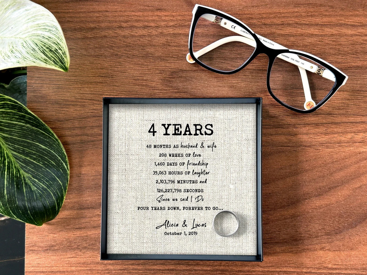Linen Tray with custom wording - 4th Anniversary Gift for him and her