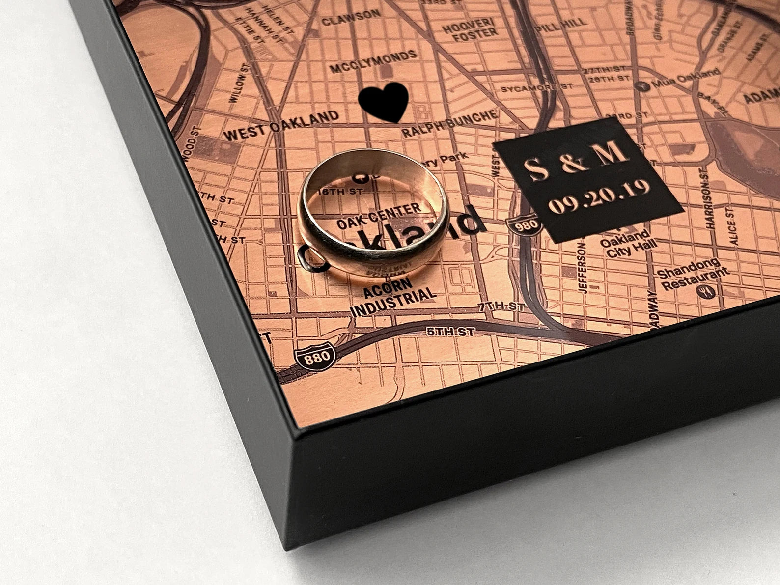 Personalized Copper Map Tray - 22nd Anniversary Gift for Him & Her