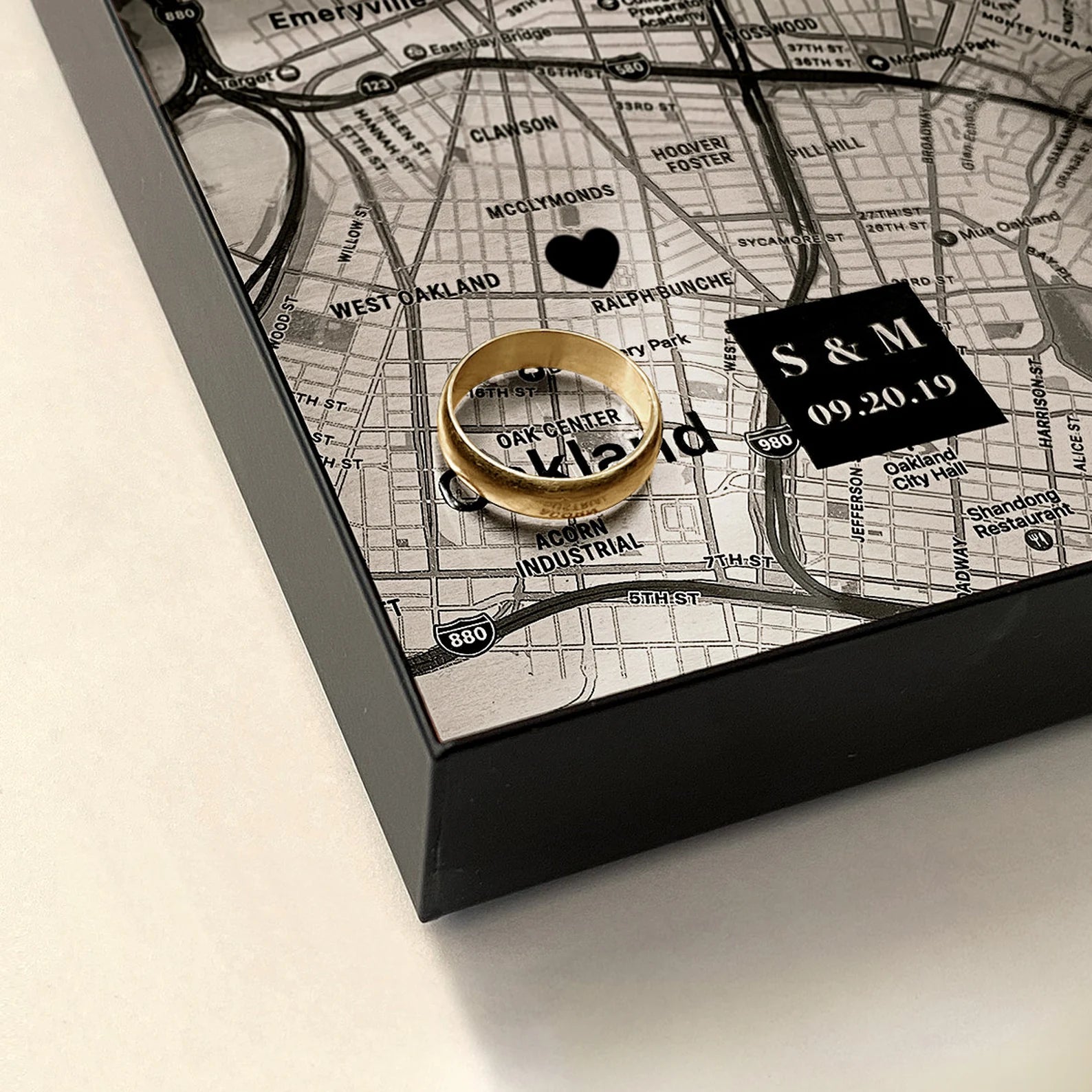 Personalized Map Catchall Tray - 10th Anniversary Gift for Him & Her (Aluminum)