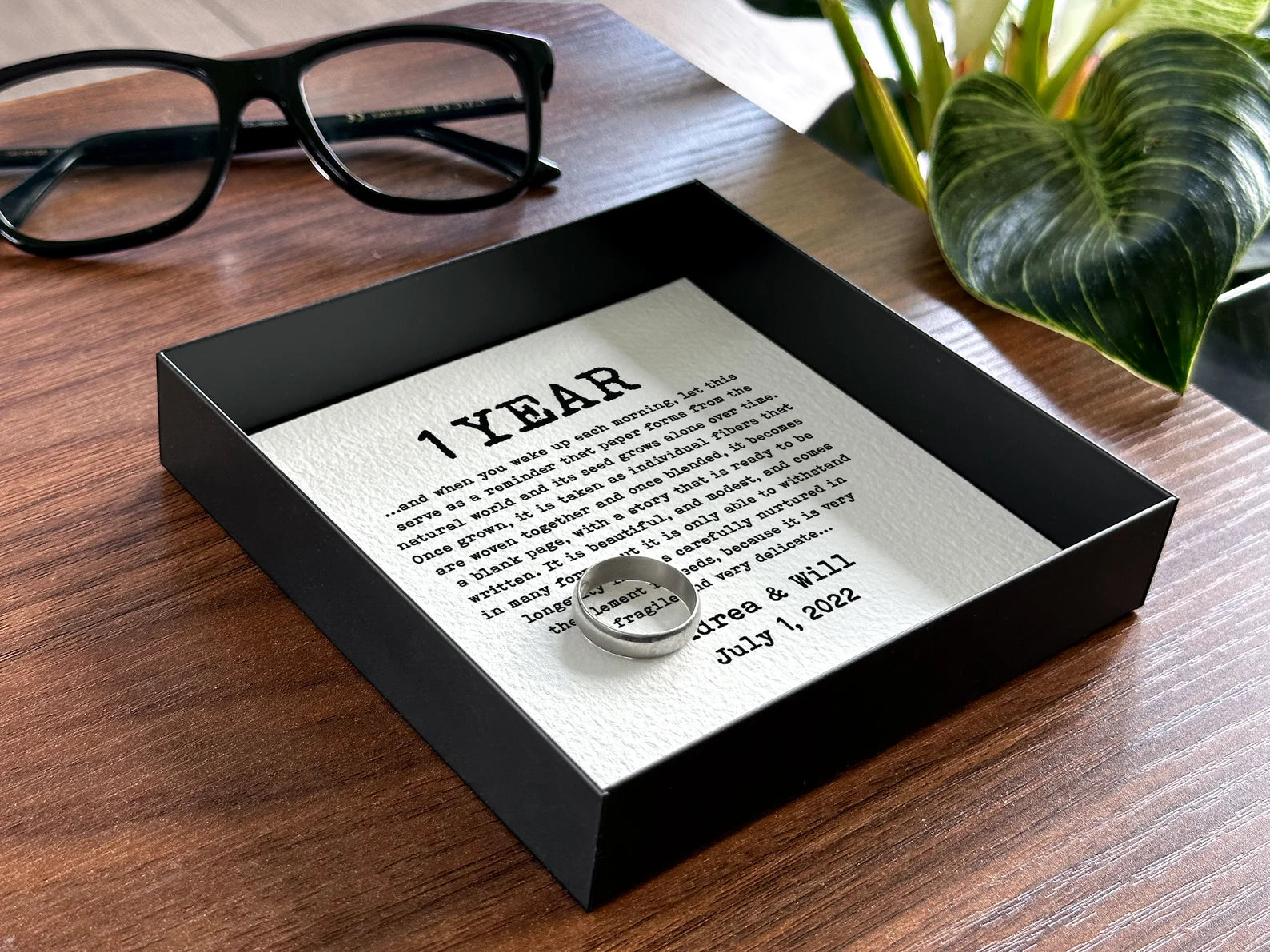 Personalized Paper Catchall Tray - 1st Anniversary Gift for Him & Her | Custom Wording