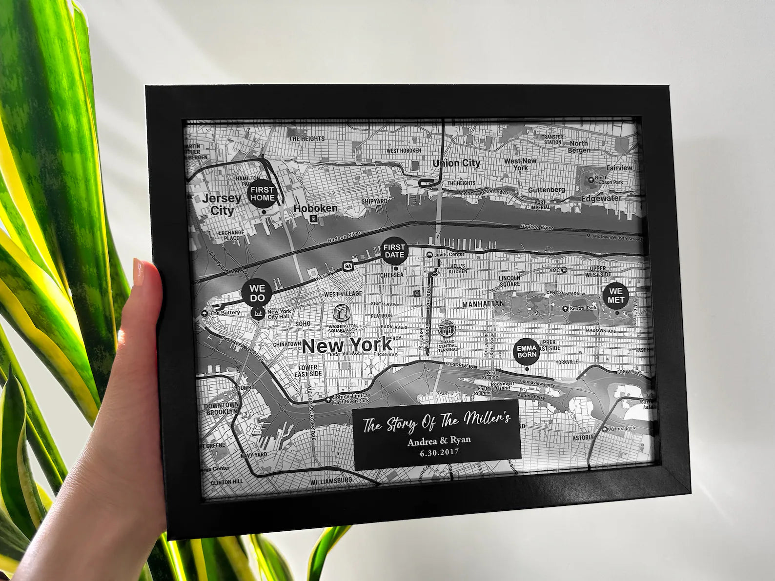 Steel Map with Custom Location Pins - 11th Anniversary Gift for Him & Her - Steel Wedding Anniversary Present