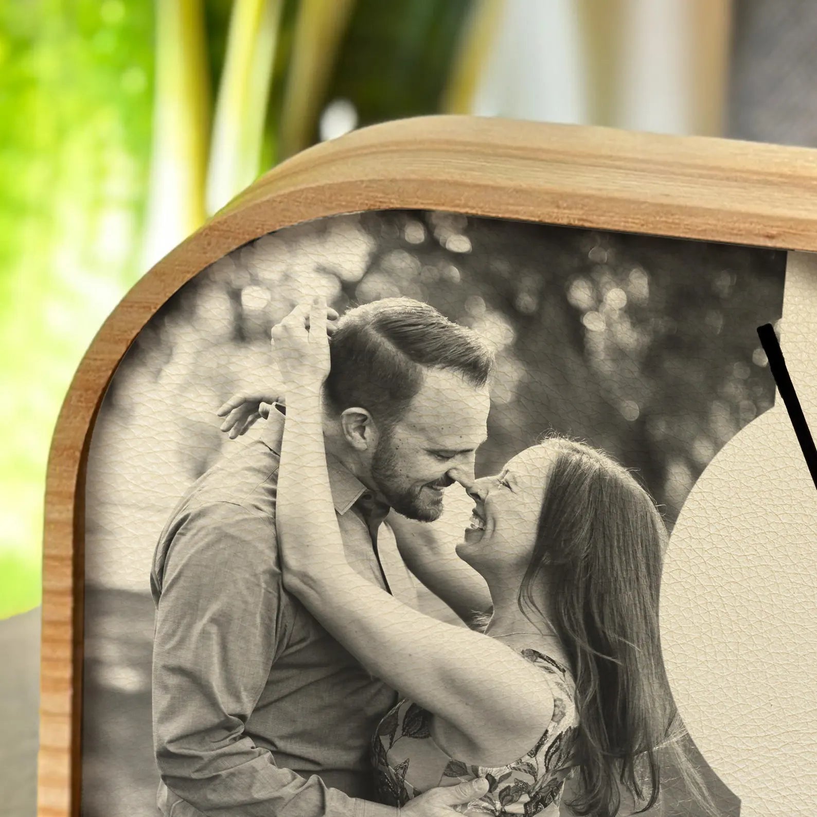 Personalized Leather Desk Clock - 3rd Anniversary Gift for Him & Her - Leather Photo Clock for Bedside, Office & Living Room
