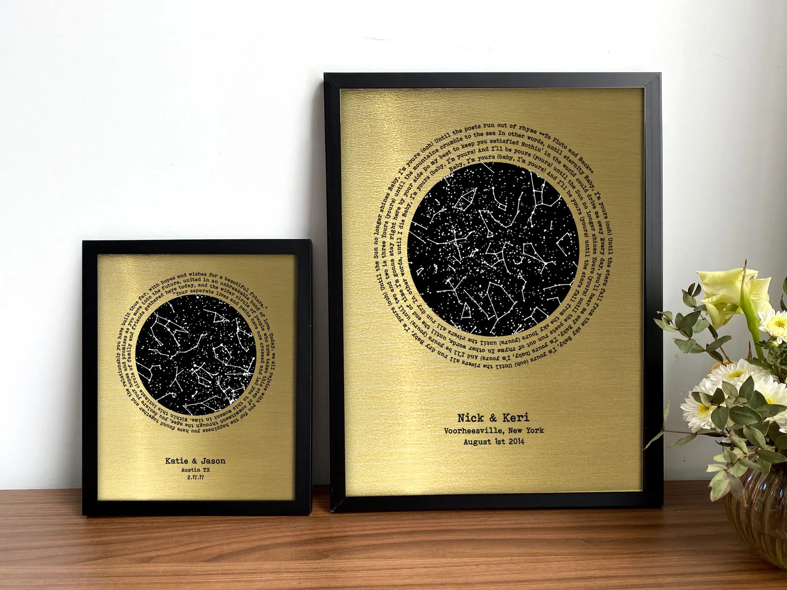 Personalized Glow-in-the-Dark Star Map - 21st Anniversary Gift for Him & Her | Brass Wall Art