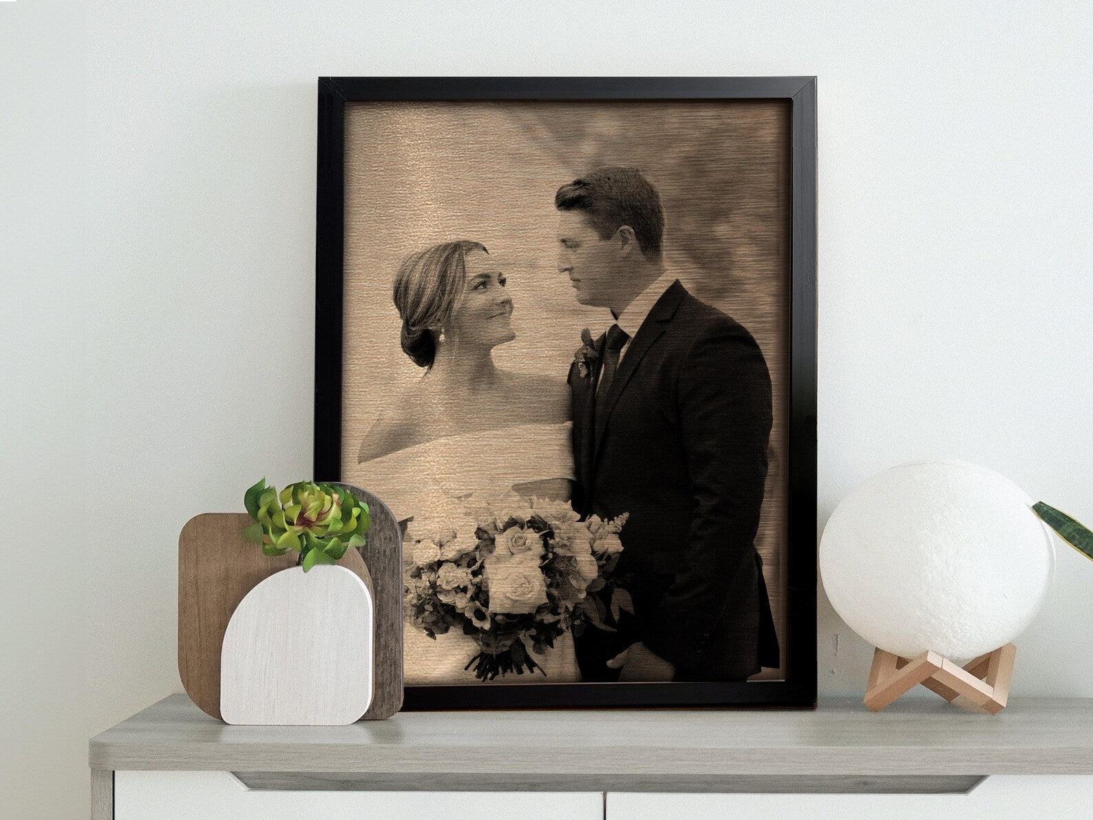 Personalized Bronze Photo Wall Art - 8th Anniversary Gift for Him & Her - 8 Year Wedding Anniversary