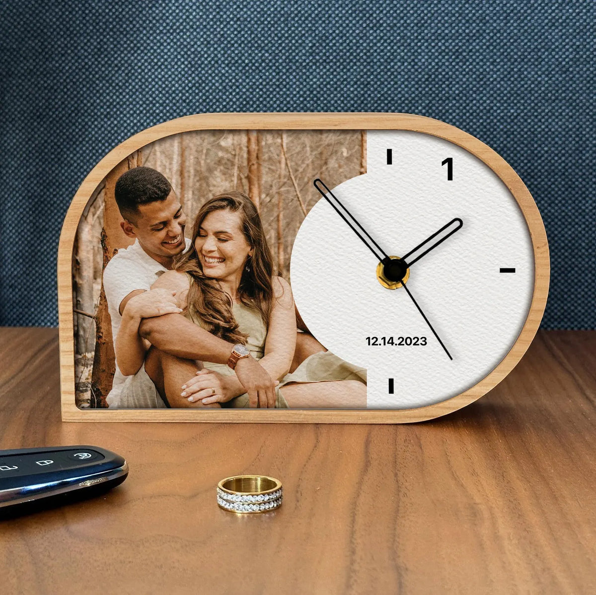 Personalized Desk Clock for First Year Together - Clock Anniversary Gift