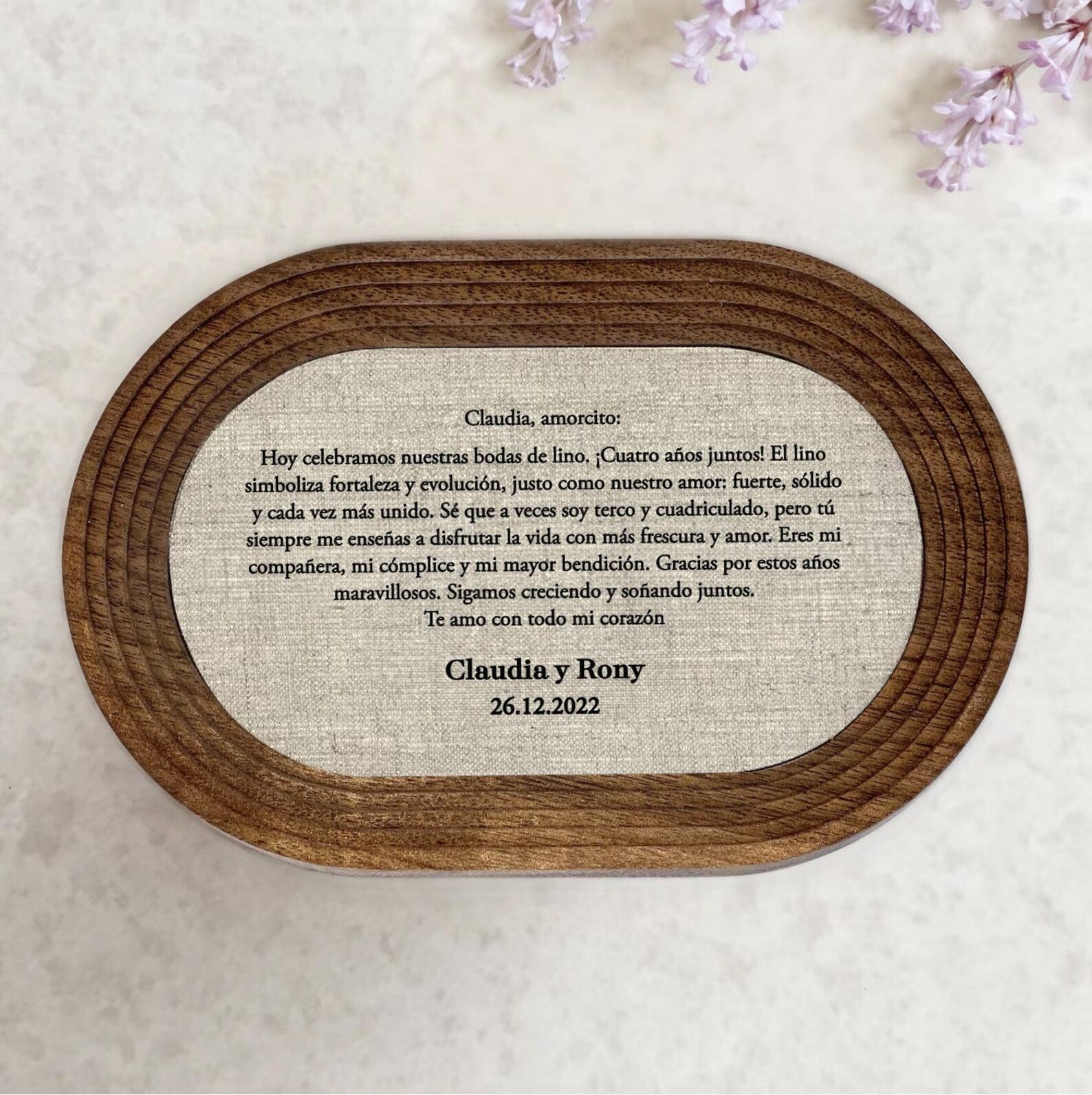 Personalized Linen Charging Tray - 4th Anniversary Gift for Him & Her | Wireless Phone Charger