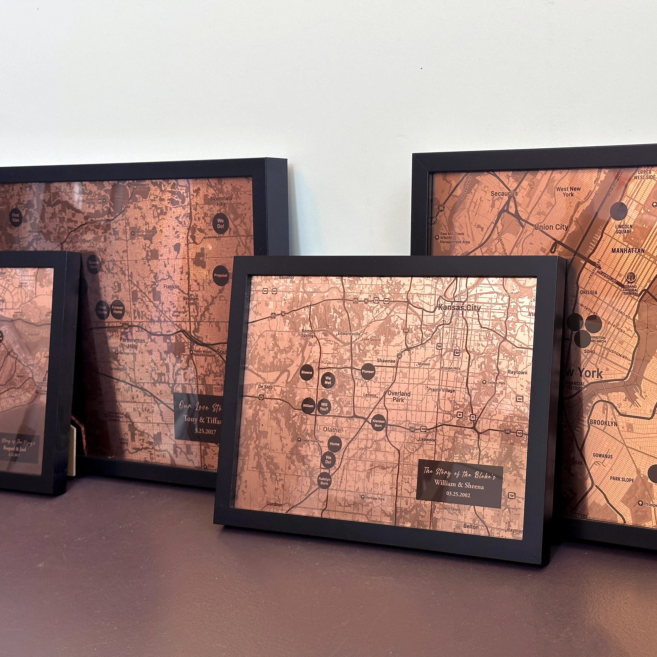 Copper Map with Custom Location Pins