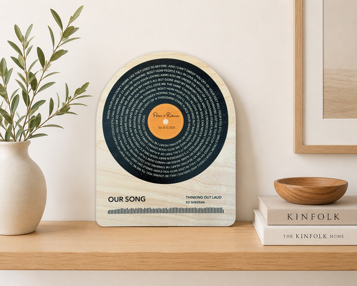Personalized Song Lyrics Vinyl Record Wood Sign | 5th Anniversary Wood Gift