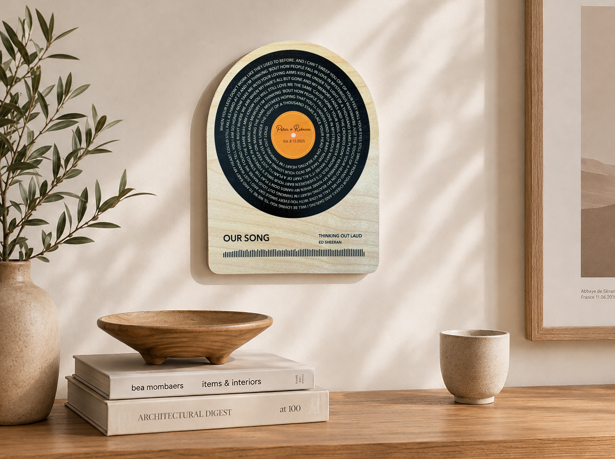 Personalized Song Lyrics Vinyl Record Wood Sign | 5th Anniversary Wood Gift
