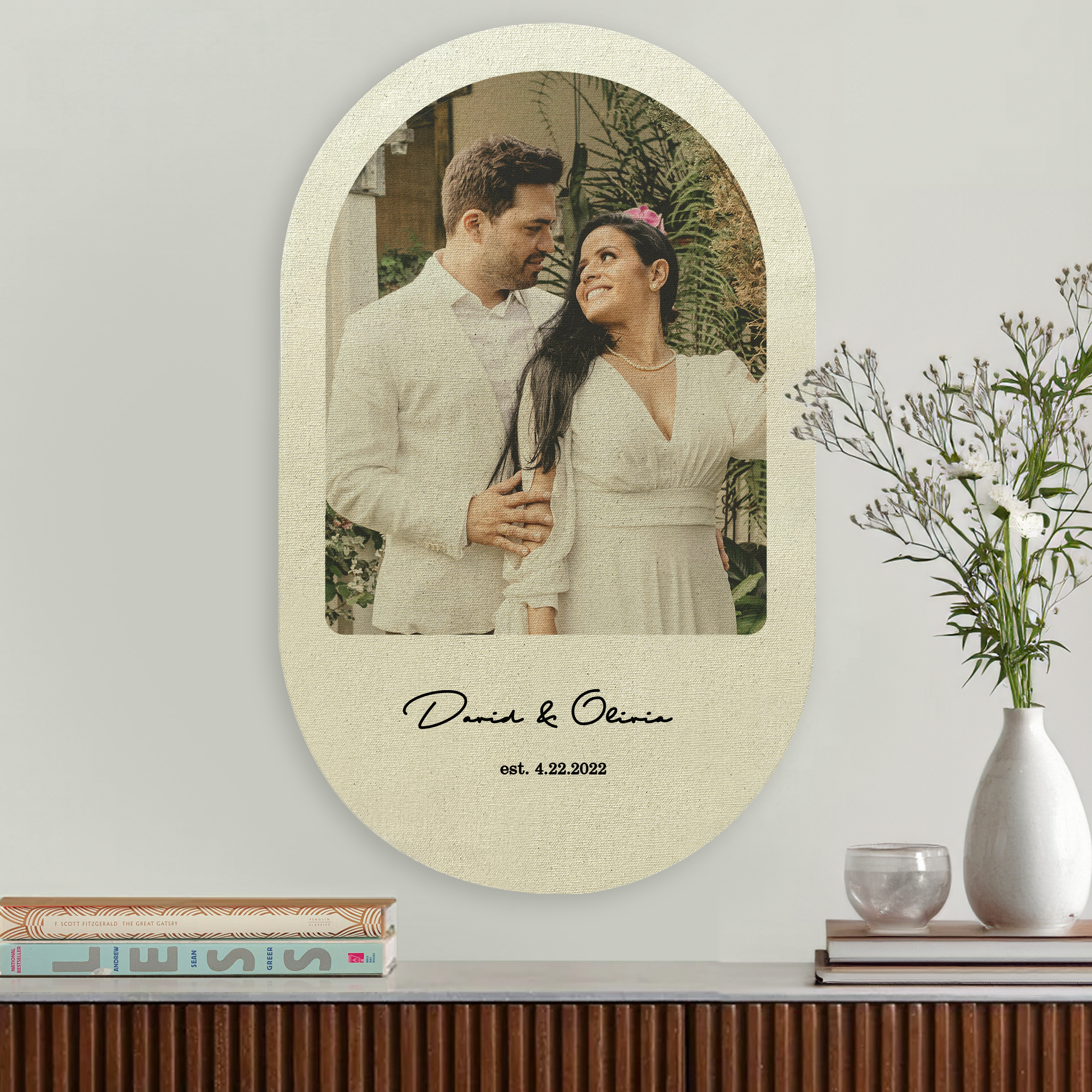 Custom star map and photo print on cotton for 2nd Anniversary